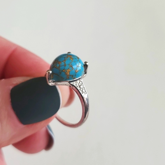 DJoy Tear Drop Natural Tourquoise Sterling Silver 925 Ring Stamped Size 6 D'Joy - Picture 3 of 7